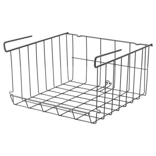 OBSERVATÖR wire basket, grey, square, with handles, hanging storage.