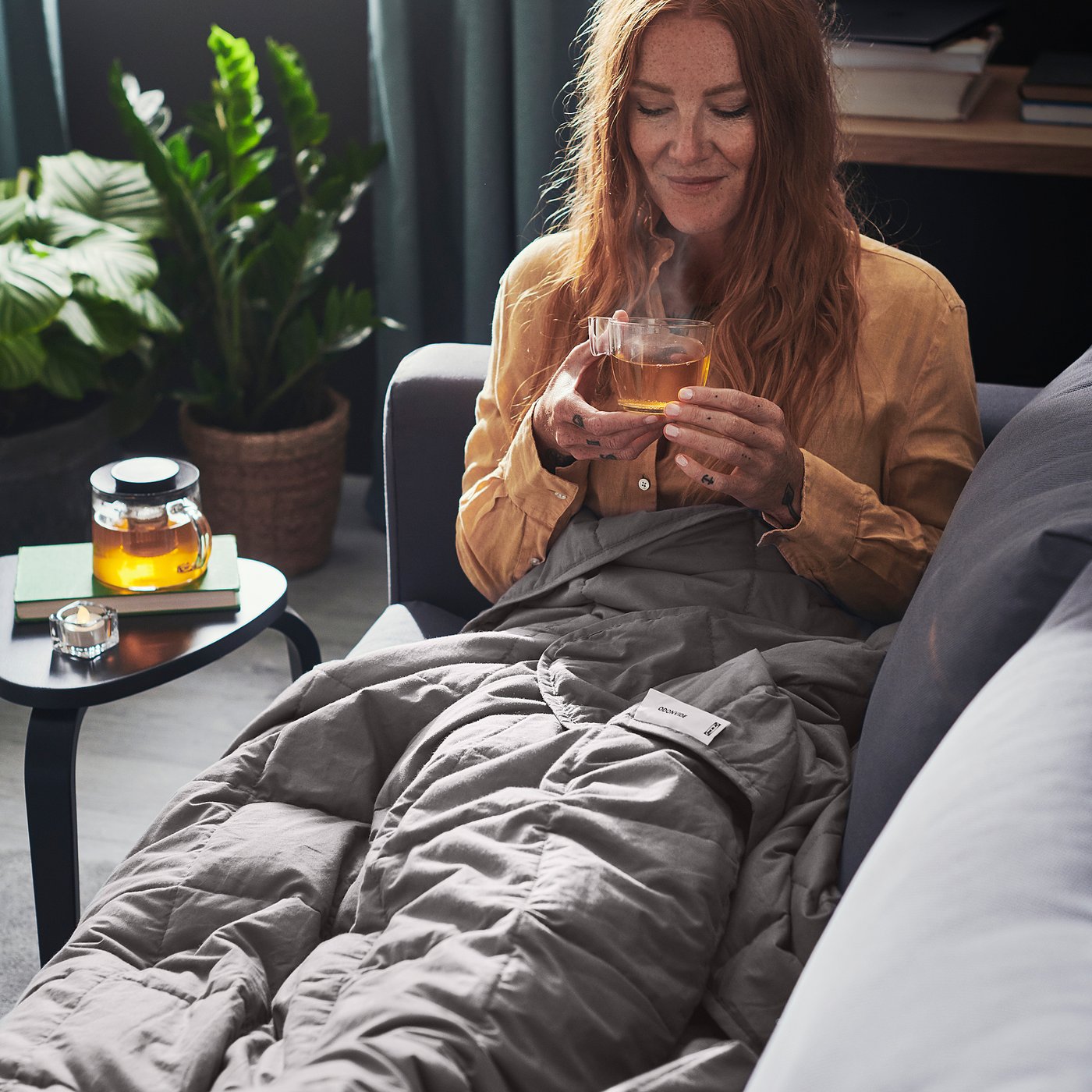ODONVIDE オドンヴィーデ 加重ブランケット 150×200 10kg ODONVIDE weighted blanket, light warm, dark grey, 150x200 cm10 kg
