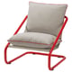 ÖNNESTAD chair: bright red steel frame, beige cushions, retro design, soft padding.