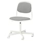 White adjustable office chair ÖRFJÄLL with gray fabric and safety brakes.