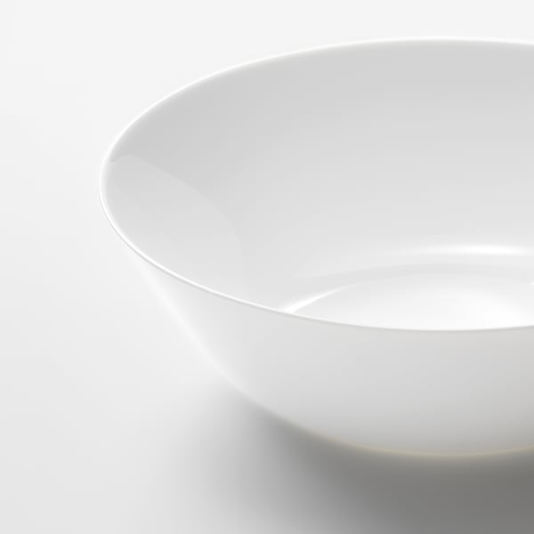 White glass bowl, smooth curve.