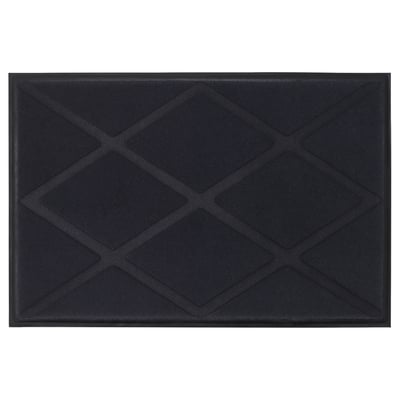 Black rectangular doormat with diamond-shaped patterns.