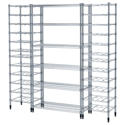 OMAR chrome wire shelving unit for storage, adjustable height, sleek design.
