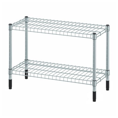 OMAR chrome wire storage rack, two-tier, metal frame, adjustable shelves.