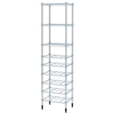 Silver OMAR kitchen/bath storage rack with adjustable shelves and steel construction.