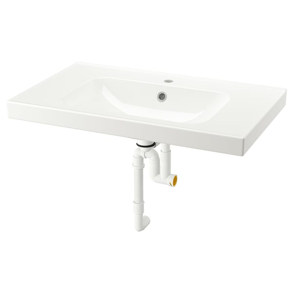 IKEA ORRSJÖN white ceramic wash-basin, rectangular, single bowl, minimalist design.