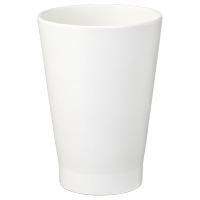 A white, tall, cylindrical ceramic planter with a smooth finish, ideal for orchids.