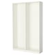 A white ikea PAX wardrobe frame. Its square-shaped, made of particleboard, and a minimalist design for easy assembly and customization.