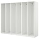 White ikea PAX wardrobe frame with modular storage compartments.