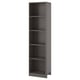 PAX grey corner shelf unit. Slim, vertical, four-shelf design for space-saving storage.