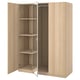Wooden wardrobe, PAX model, light beige, with open doors revealing adjustable shelves.