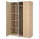 Wooden wardrobe, PAX, light brown, rectangular, modular design, mirrored doors open.