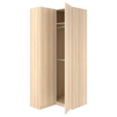 PAX / FORSAND Corner wardrobe, white stained oak effect/white stained oak effect, 111/88x236 cm