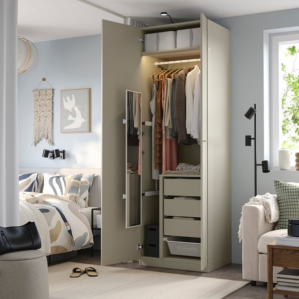PAX / FORSAND Wardrobe combination, grey-beige/grey-beige, 75x60x236 cm