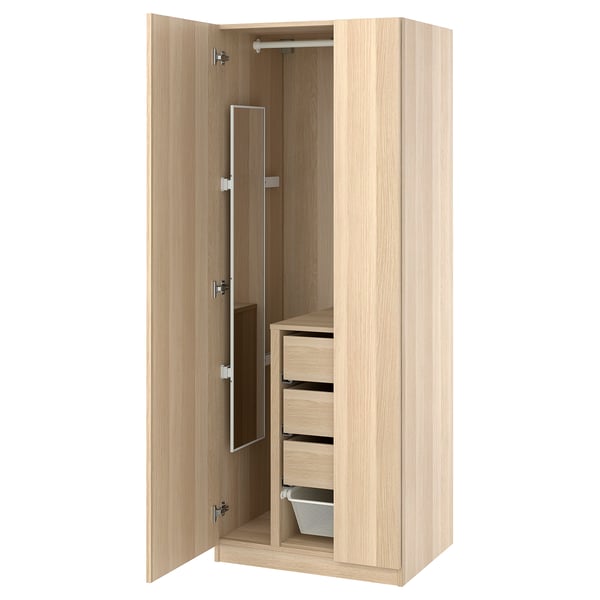 PAX / FORSAND Wardrobe combination, white stained oak effect white stained oak effect, 75x60x201 cm