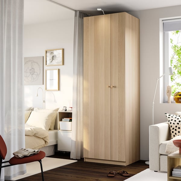 PAX / FORSAND Wardrobe combination, white stained oak effect/white stained oak effect, 75x60x236 cm
