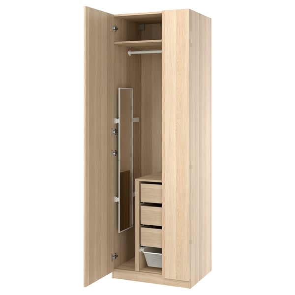 PAX / FORSAND Wardrobe combination, white stained oak effect/white stained oak effect, 75x60x236 cm