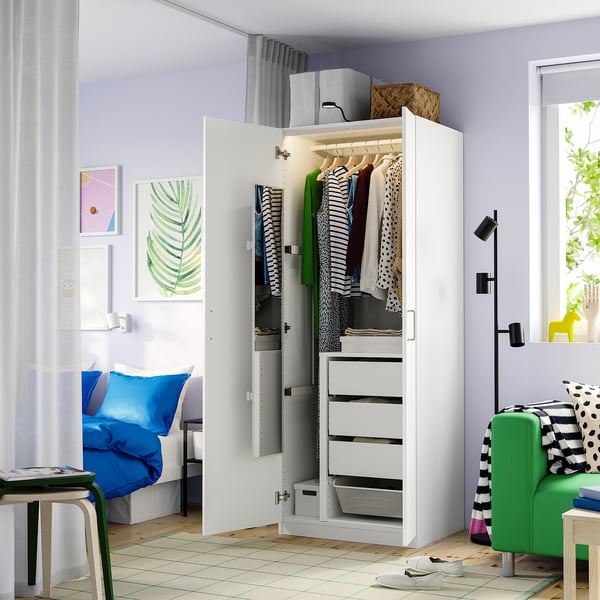 PAX / FORSAND Wardrobe combination, white/white, 75x60x201 cm