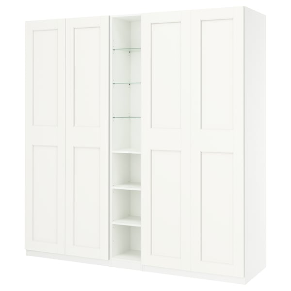 PAX / GRIMO Wardrobe combination, white white/white, 235x60x236 cm