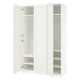 An ikea PAX wardrobe in white with open doors.