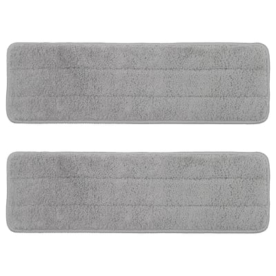 Two light grey rectangular bath mats with microfiber tops and polyurethane foam filling.