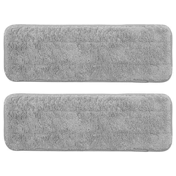 Two grey PEPPRIG microfiber mop pads, rectangular with rounded edges, laying flat on a white background.