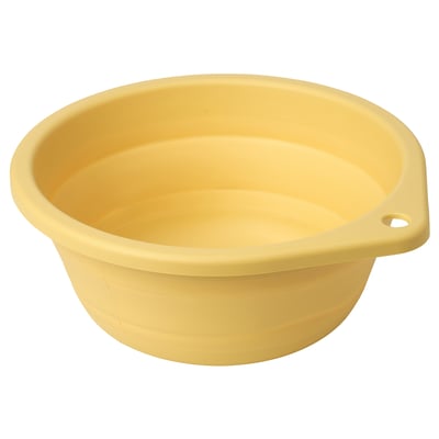 PEPPRIG yellow wash-tub, round shape, foldable design, durable plastic.