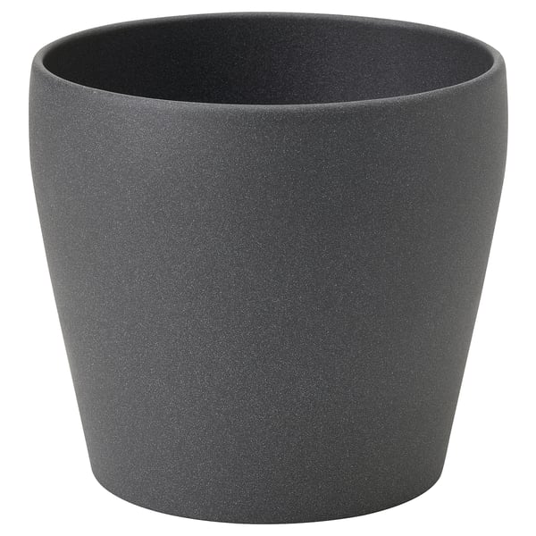 A sleek, modern PERSILLADE planter. It is black, cylindrical, and made of coated earthenware. No plants or decorations are present.