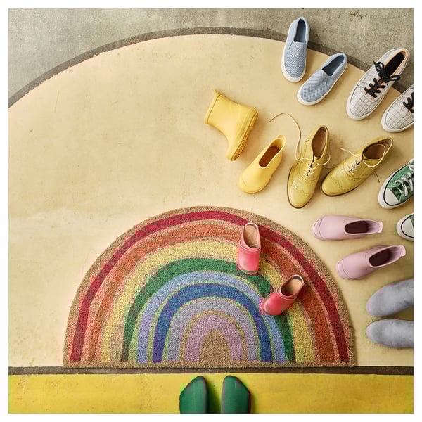 PILLEMARK Door mat, indoor, rainbow, 50x90 cm