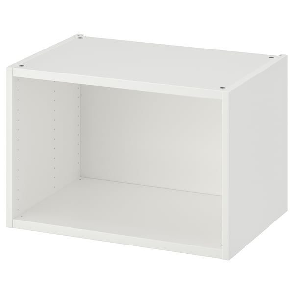 White PLATSA storage cube, open, square, flat-packed, minimalist design.