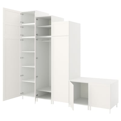 White PLATSA storage system with open shelves and compartments.