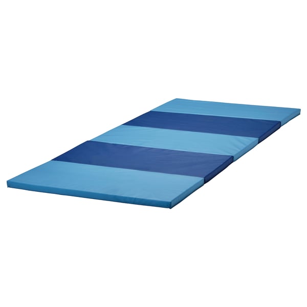 Foldable blue rectangular play mat, peva-filled