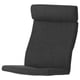 A black POÄNG chair cushion with headrest, designed with a rectangular shape and plush material.