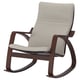 POÄNG rocking chair, light beige, wooden, curved design, cushioned seat, supportive back.