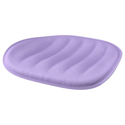 Lavender-colored PYNTEN seat pad for desk chairs, soft with anti-slip underside.