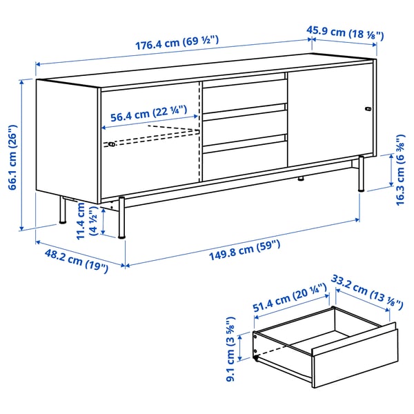 Illustration with measurements for the product: RÅDMANSÖ.