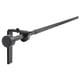 Black metal adjustable curtain rod with minimalist design and adjustable angle bracket.