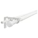 White curtain rod system with double rail, adjustable length, includes finials.