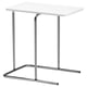 RIAN white side table: sleek, modern design with chrome legs, square top, fiberboard and steel construction.