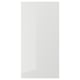A white, high-gloss kitchen cabinet door from the RINGHULT series. Its sleek, rectangular design is modern and durable.