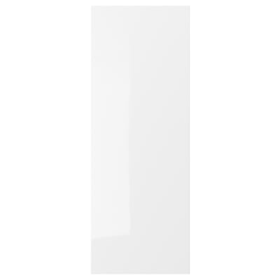 White, high-gloss RINGHULT kitchen cabinet door. Sleek, rectangular design with modern look. Resistant to moisture and easy to clean.