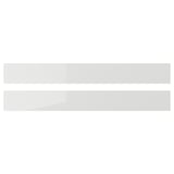 Two grey, rectangular kitchen cabinet doors with glossy finish.