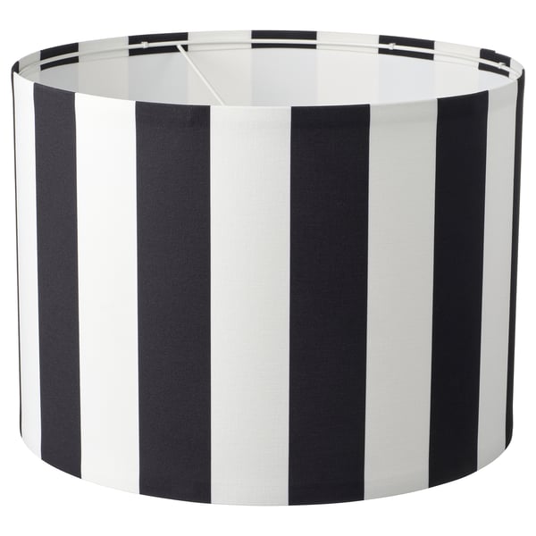 Ikea RINGSTA black & white striped cylinder lampshade, made from recycled polyester.