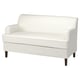 White ROCKSJÖN sofa with rolled arms & pleats.