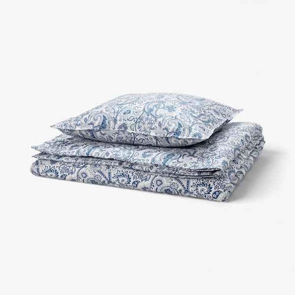 RODGERSIA Duvet cover and pillowcase, blue/white, 150x200/50x60 cm
