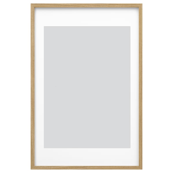 RÖDALM frame, light wood, rectangular, with grey art mat, modern design.