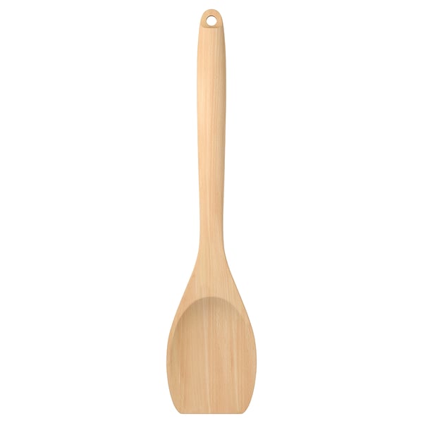 Single wooden spatula, light brown, beechwood, smooth design, no additional markings.