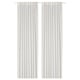 White curtains with rod pockets, sheer, eco-friendly polyester.