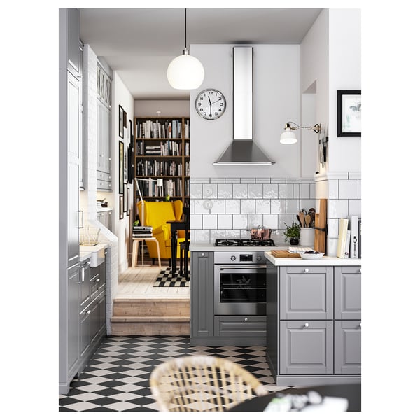 SÄLJAN Custom made worktop, white/light grey stone effect/laminate, 63.6-125x3.8 cm