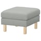 Light grey recycle polyester ottoman with square wooden legs.